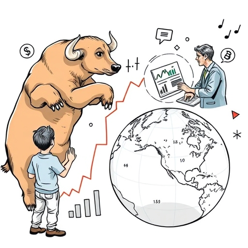 顯示彼此互相連結的全球股市