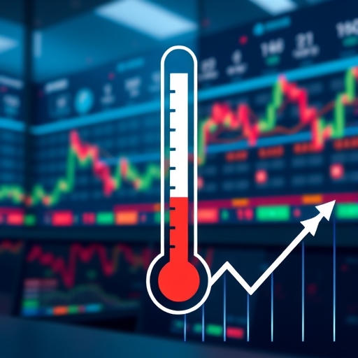 一隻體溫計,象徵市場熱度的插圖。