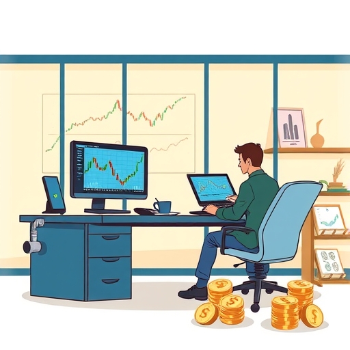 一幅全球貨幣符號的插圖,展現動態市場環境