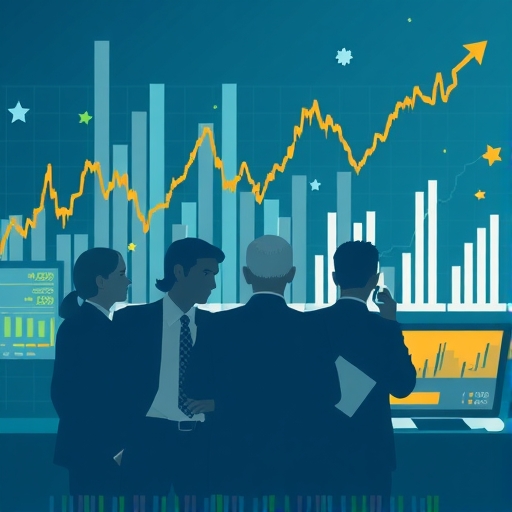 一群投資者正在分析公債殖利率和股市趨勢的視覺呈現