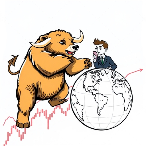 一頭牛與一頭熊在股票圖表上激烈對戰