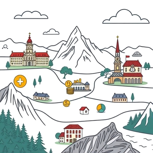 瑞士的金融景觀插圖