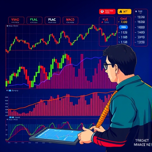 金融圖表與MACD指標的插圖