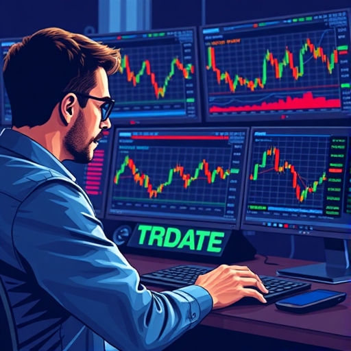 多個屏幕上顯示股市的交易分析