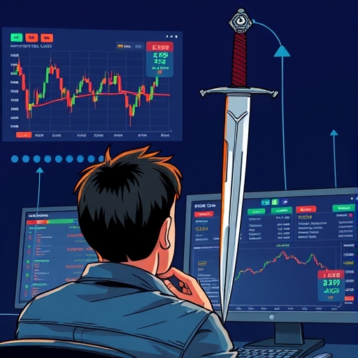 一位焦慮的投資者正在盯著顯示損失通知的螢幕