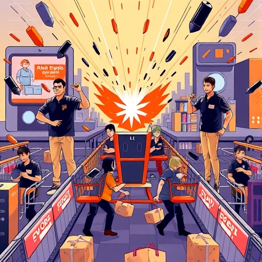 電子商務競爭激烈的場面,阿里巴巴與競爭對手激烈對抗