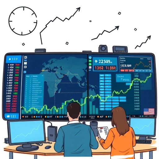 股市上數位顯示器顯示股票上升