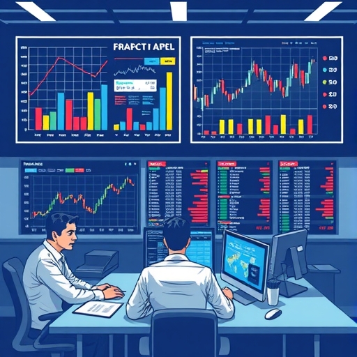 現代辦公室內的股市顯示屏