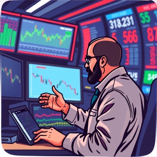 一位男子正在街頭交易股票