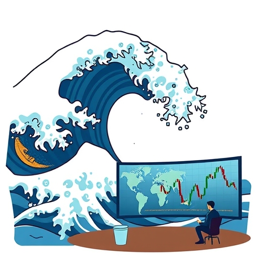 代表全球貨幣的符號流通環繞在世界上