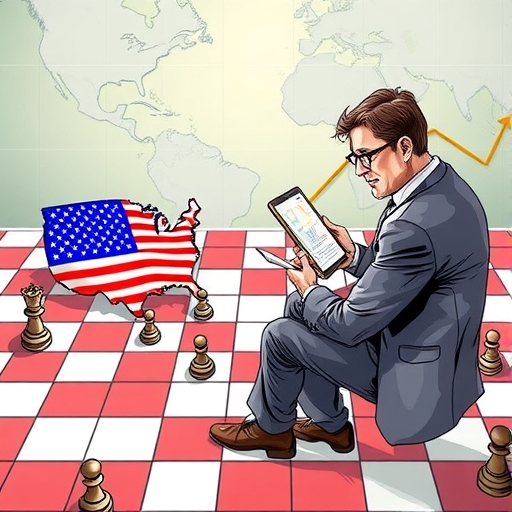 地緣政治棋盤插圖