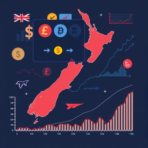 貨幣兌換符號與圖表相互交織的插圖