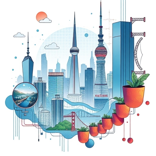 未來城市的數位與自然元素結合的風貌