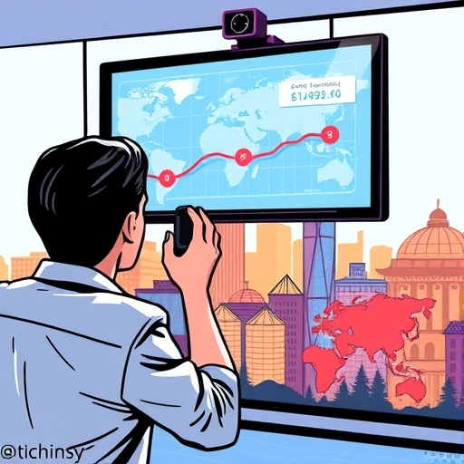 一個代表全球金融與貨幣交易的城市天際線