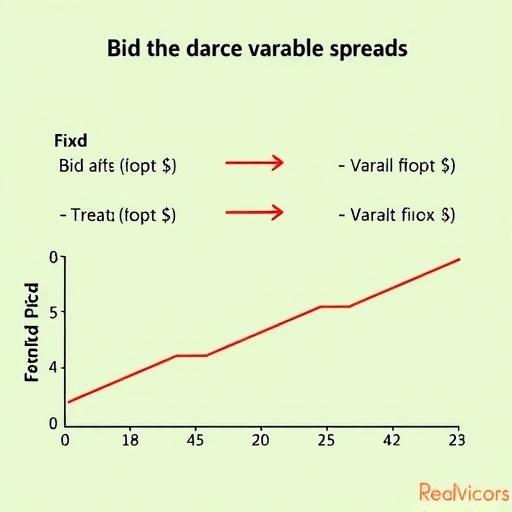 顯示固定與浮動點差的圖表
