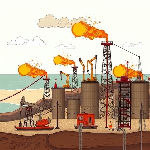 一幅視覺化原油儲備的插圖,展示了影響油價的地緣政治緊張局勢。