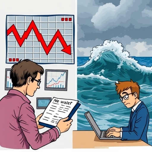 一位男子在分析金融新聞,面帶擔憂的神情。