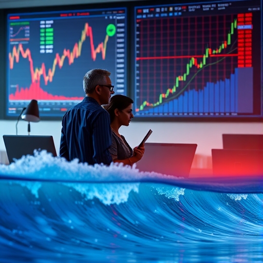 投資者正分析帶有SAR指標的股市走勢圖