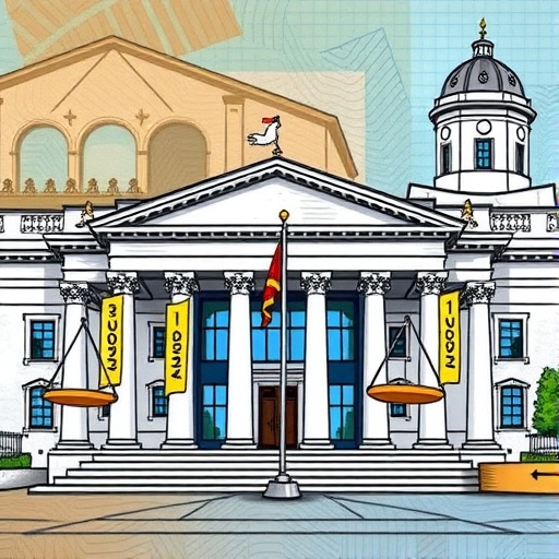 歐洲央行建築與財務統計重疊的視覺表現