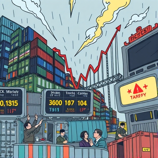 顯示美國股市的劇烈波動與焦慮的投資者