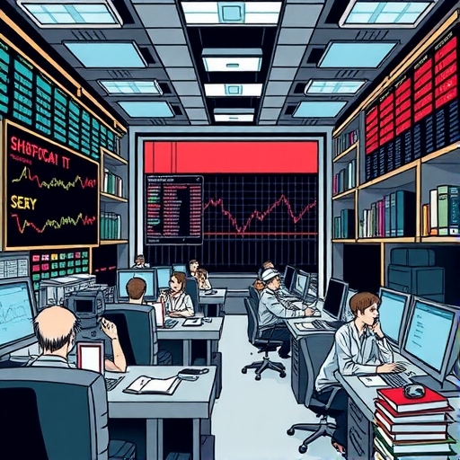 一個充滿焦慮投資者的交易大樓