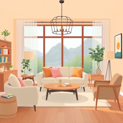 舒適客廳的插畫