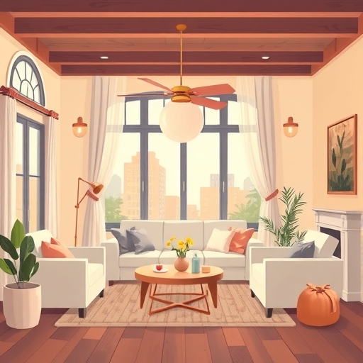 舒適客廳的插畫