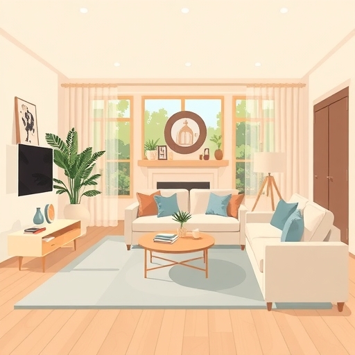 舒適客廳的插畫