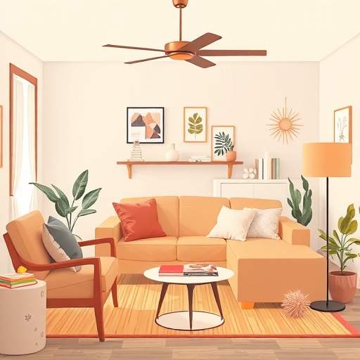 舒適客廳的插畫