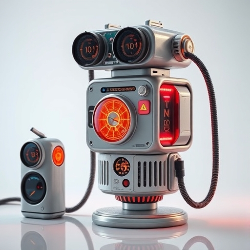 一個閃爍著光芒的未來科技裝置，象徵經濟活動。