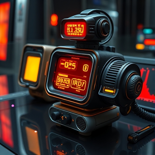 一個抽象的未來科技顯示器，可能用於金融分析。