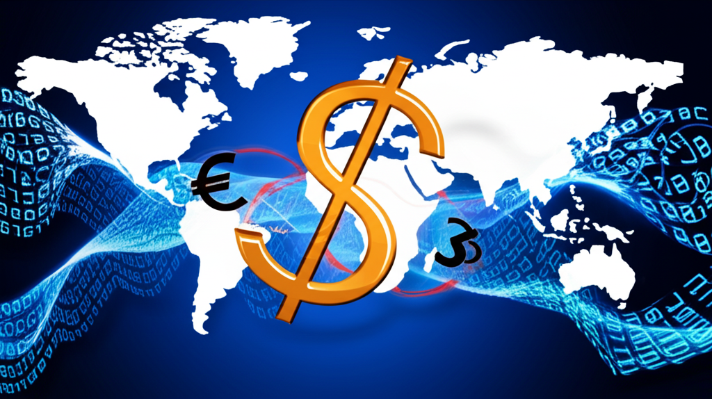 歐元與美元符號交織的世界地圖,象徵全球經濟互動與金融脈動