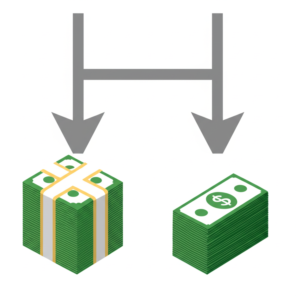 現金股息與股票股息選擇的插圖，象徵兩種路徑的差異