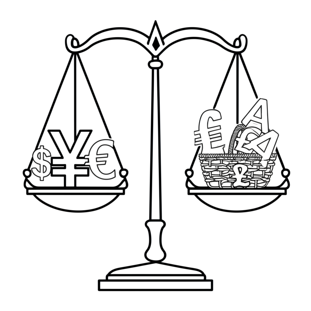 日圓指數計算權重的平衡天平插圖