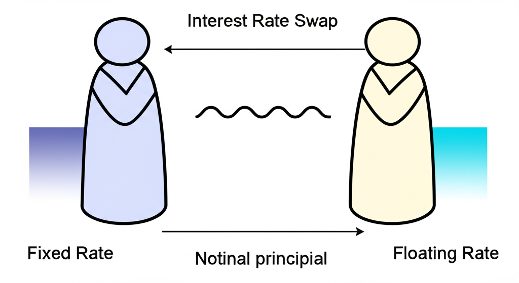 利率掉期示意圖,雙方交換固定與浮動利息支付