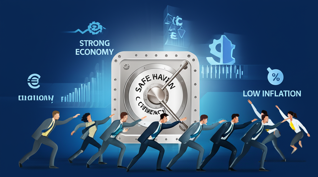 投資者湧向避險貨幣穩定象徵的插圖