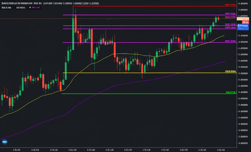 股票圖表顯示價格回撤至斐波那契水平,標示潛在支撐或阻力點,趨勢反轉插圖