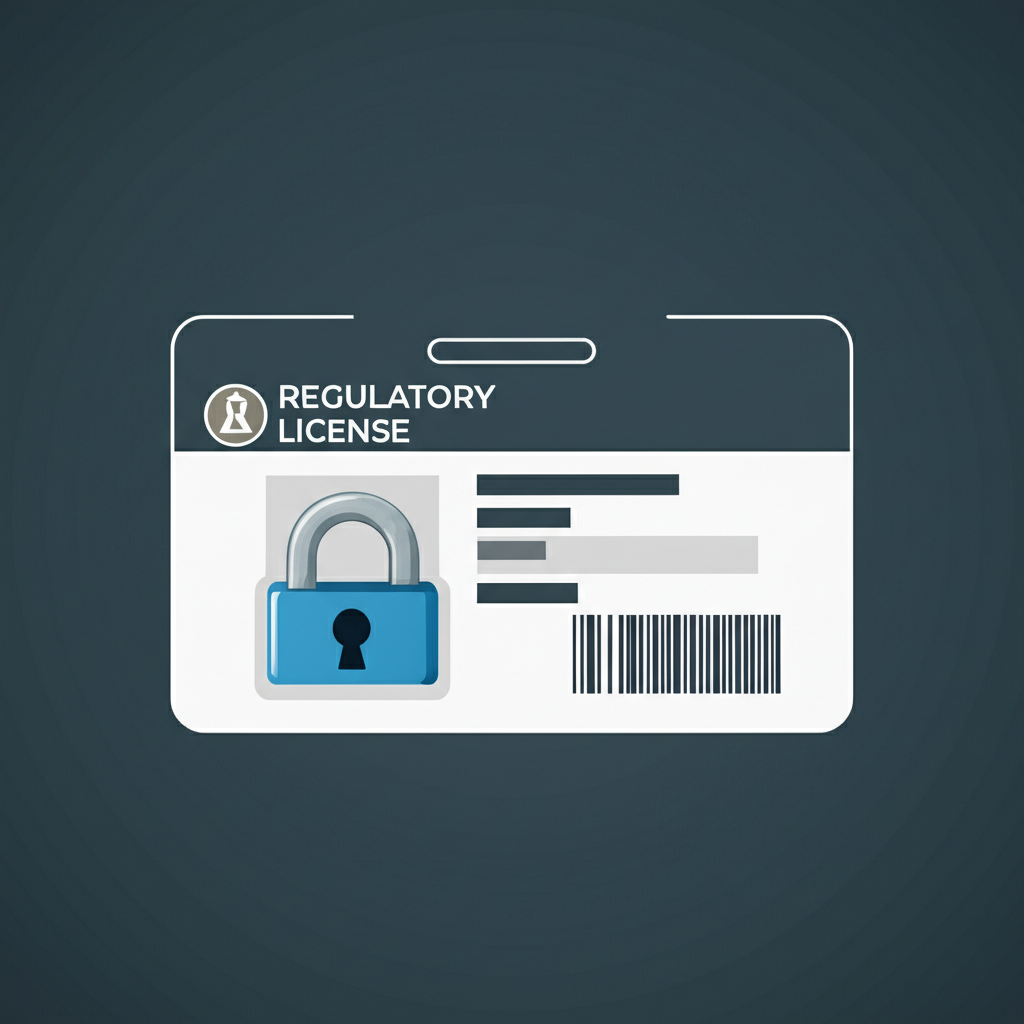 外匯監管牌照象徵信任與保護的數位徽章插圖