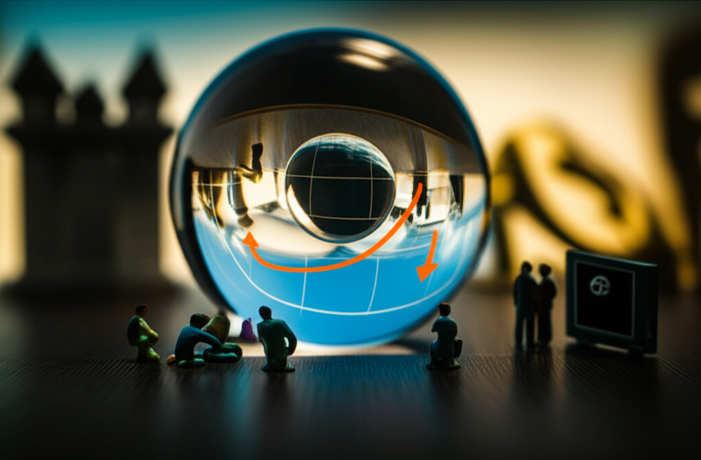 美國20年期公債殖利率歷史時間線圖示,標註高峰與低谷,如1980年代高利率錘子、2000年泡沫爆破、2008年海嘯浪潮及2020年病毒圖示,全為插畫風格