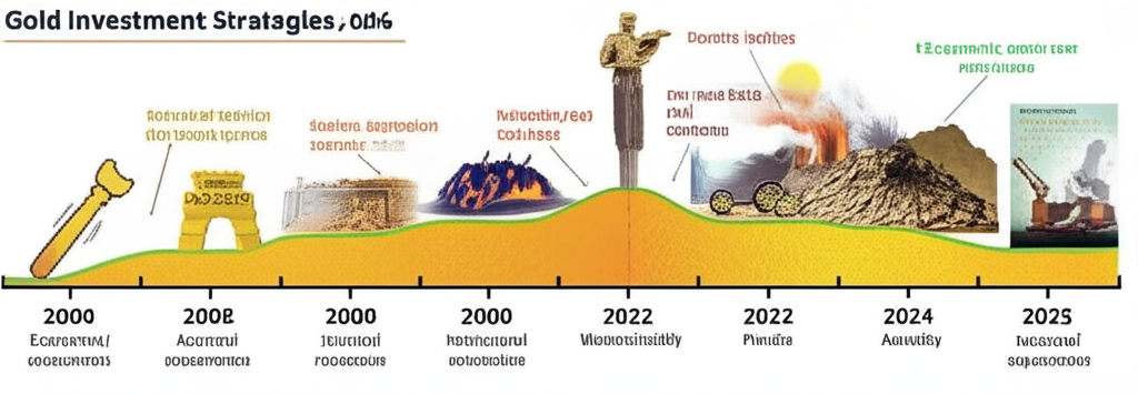 黃金價格時間線從2004至2024,標註經濟週期、地緣事件與投資策略路徑