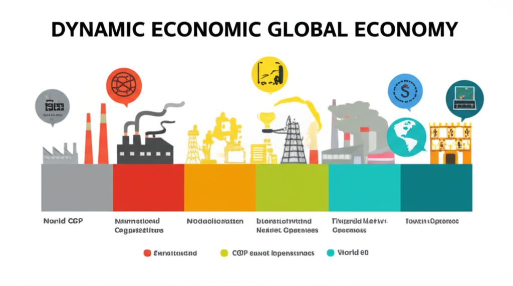 動態全球經濟評估插圖，顯示GDP、工業化和金融開放等指標，由國際組織評估不同市場類型的光譜