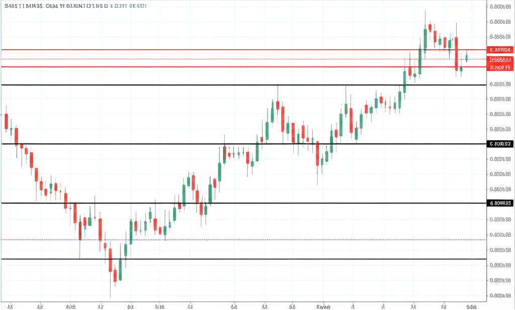 股票圖表顯示箱型支撐壓力水平,側向市場範圍交易