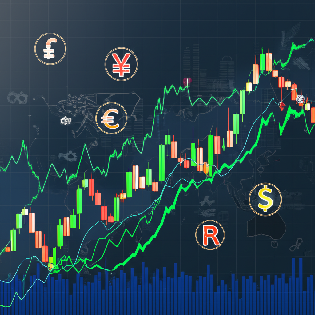 各種交易策略類型如當日沖銷、波段交易和頭寸交易的圖示,透過風格化圖表和市場符號呈現,背景展現多元金融機會
