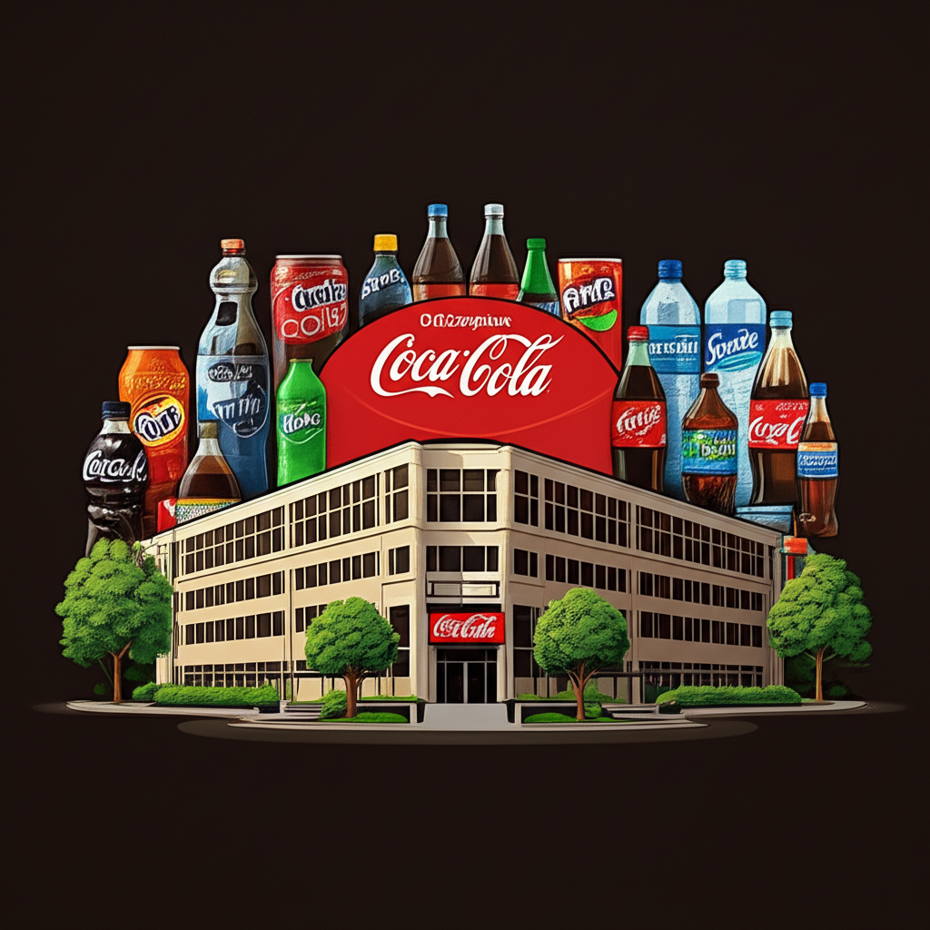 可口可樂公司總部位於亞特蘭大,周圍環繞多種飲料品牌,展現自1886年以來全球影響力和品牌優勢