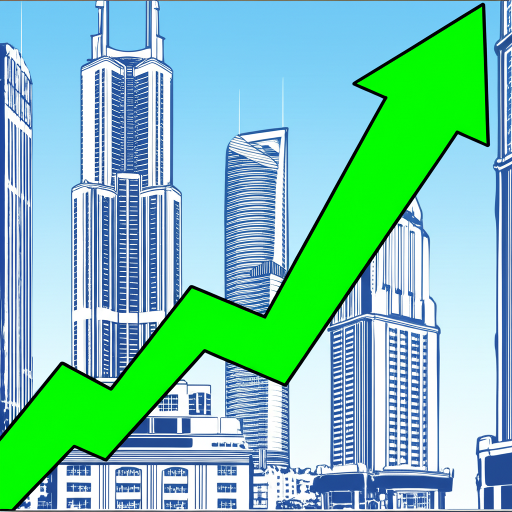 上海綜合指數股票市場圖表插圖,背景為上海證券交易所建築,象徵中國A股市場健康與活力