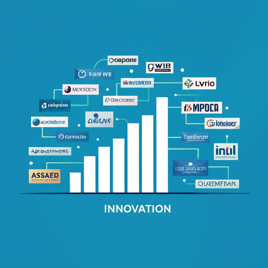半導體公司標誌與市場權重圖表