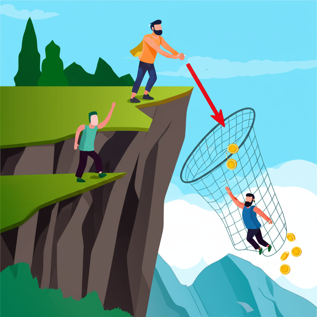 紀律交易者用停利網捕捉獲利,避免市場反轉懸崖,貪婪交易者墜落