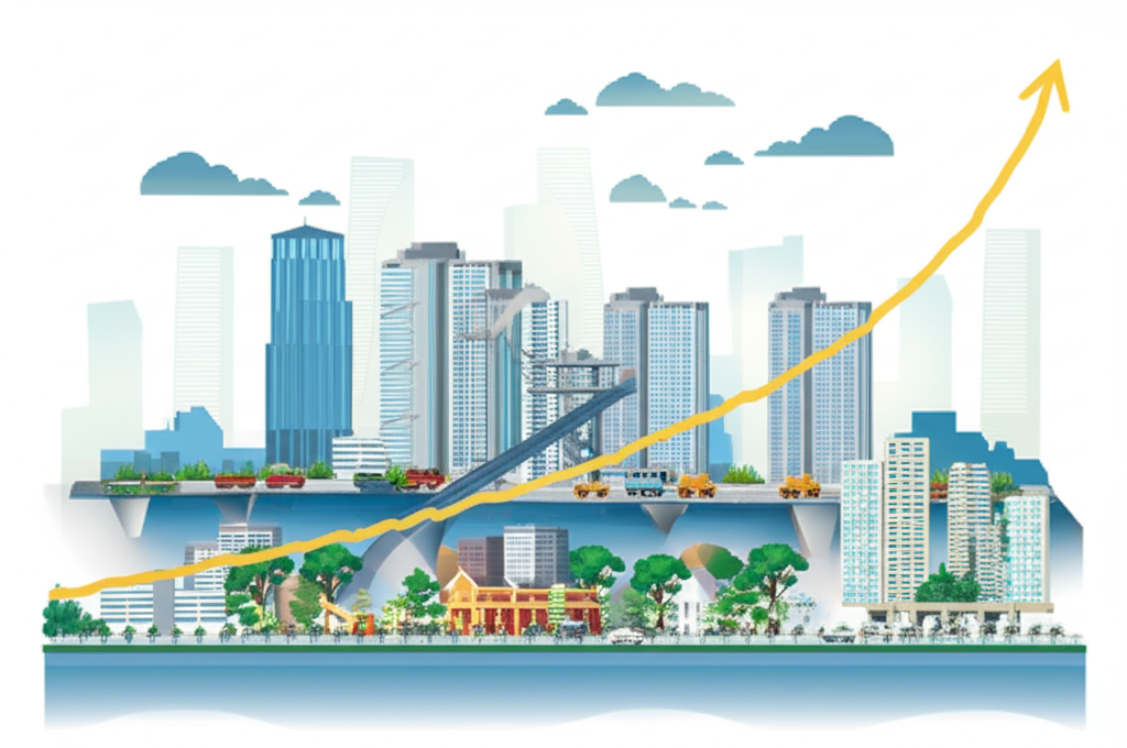 牛津CEO社區房價趨勢線圖,顯示穩定上漲,受板橋區城市發展與基礎建設影響