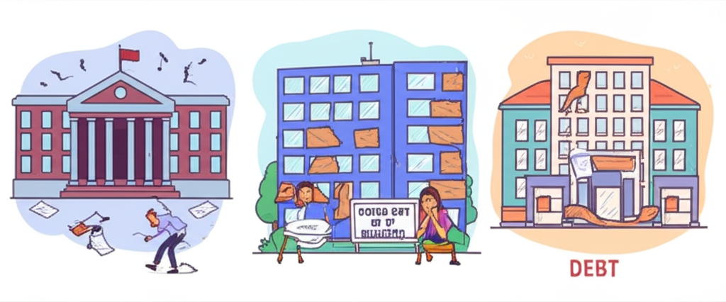 政府企業家庭面臨債務危機的三個場景