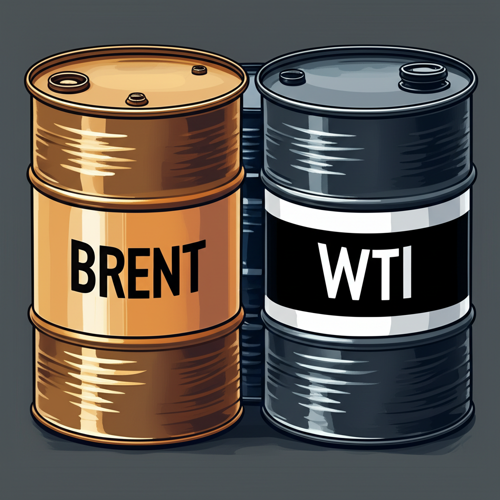 布蘭特與WTI原油的插圖,代表不同市場區域和供應鏈